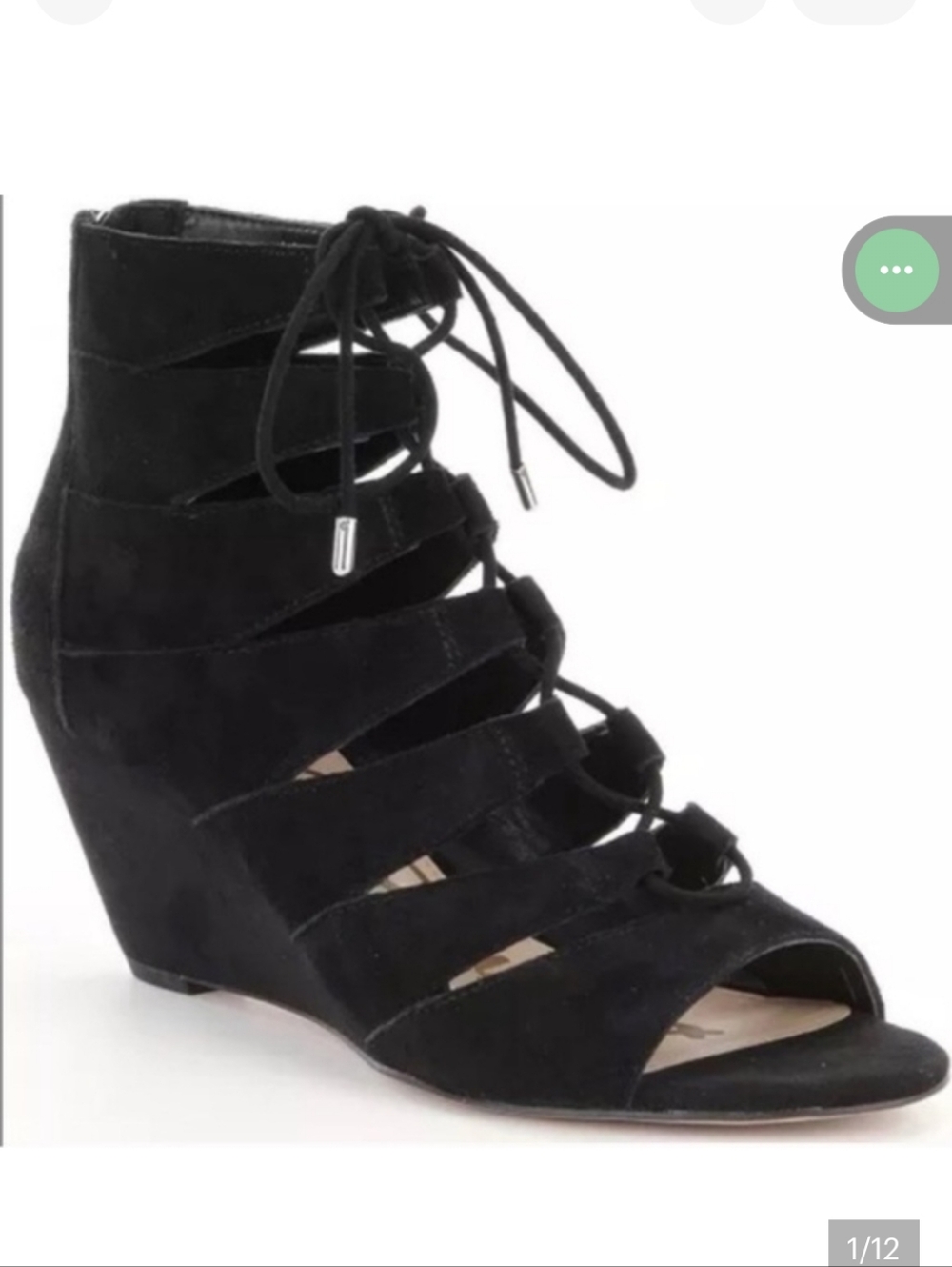 SALE 🛒 Sam Edelman Santina Black Suede Wedge Heel Gladiator Shoe - Size 10